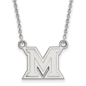 Sterling Silver Miami U Small Initial M Pendant Necklace